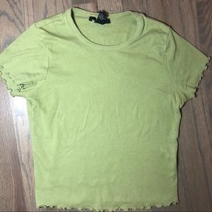 Olive Green Forever 21 Lettuce Trim Top